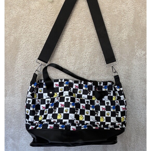 Sanrio Hello Kitty Black White Large Travel Duffel Bag Tote Bioworld 21x14x7 - Picture 3 of 8